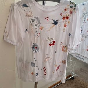 NWT Johnny was CLEO embroidered shirt sleeve tee